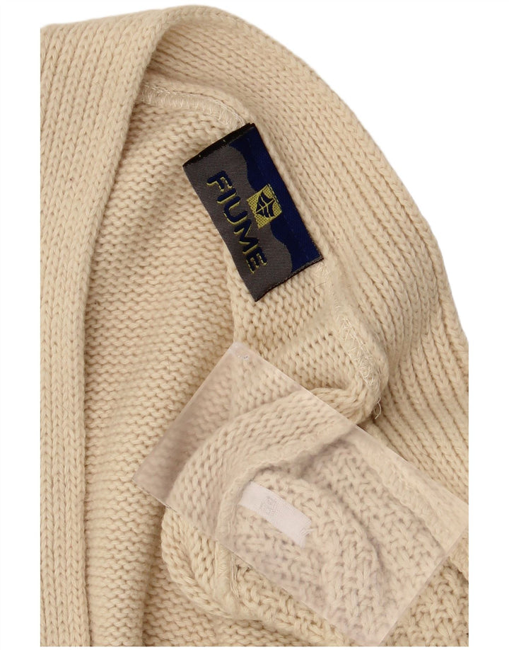 Fiume Mens Cardigan Sweater IT 54 XL Beige Wool