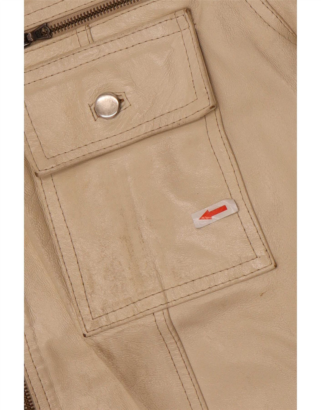 Pinko Womens Leather Jacket IT 42 Medium Beige