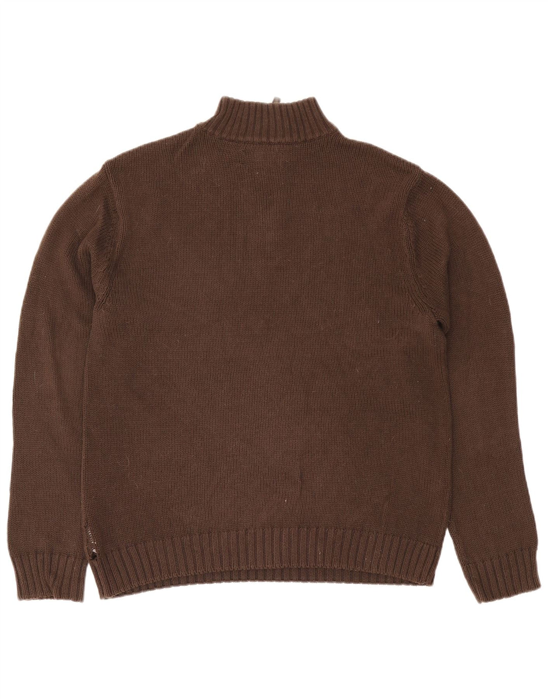 Chaps Mens Zip Neck Jumper Sweater Medium Brown Cotton