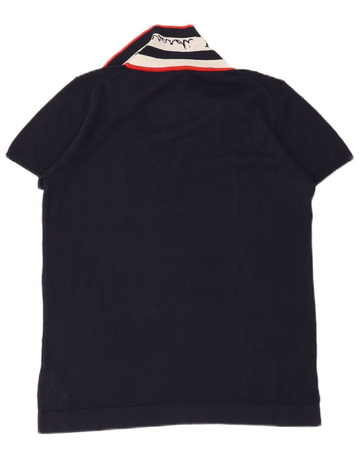 TRUSSARDI JEANS Womens Polo Neck Jumper Sweater UK 14 Large Navy Blue