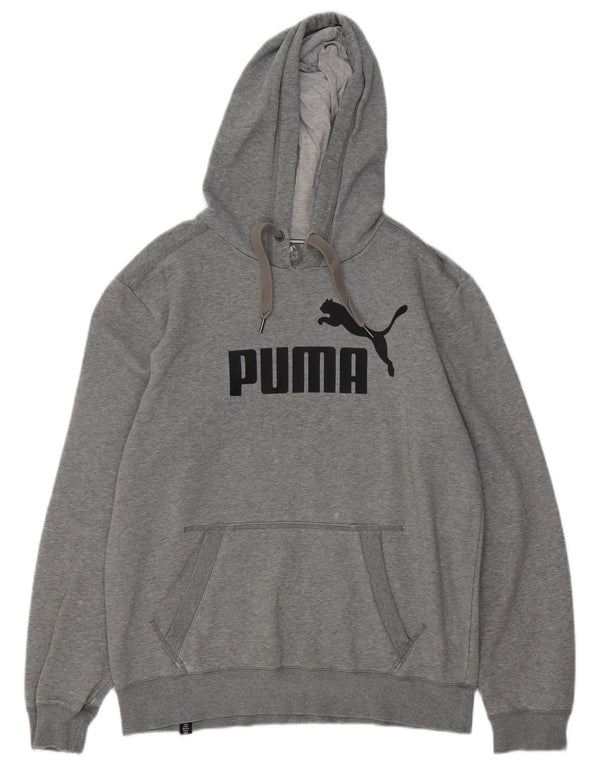 PUMA Mens Graphic Hoodie Jumper Medium Grey Cotton