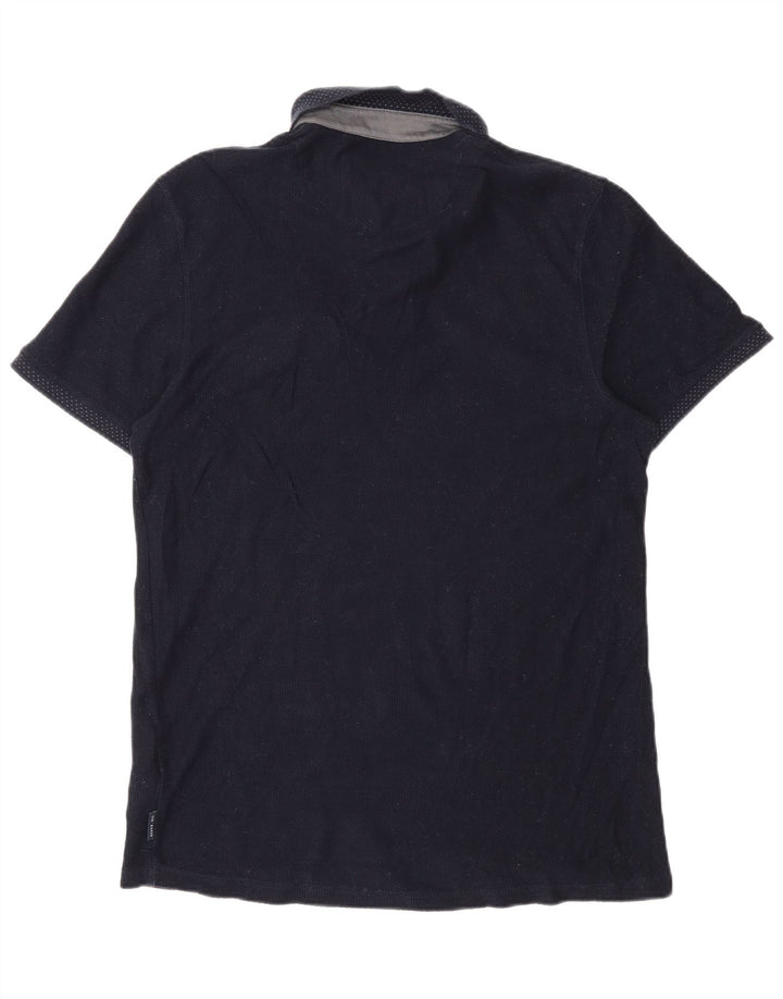 Ted Baker Mens Polo Shirt Size 4 Large Navy Blue Cotton