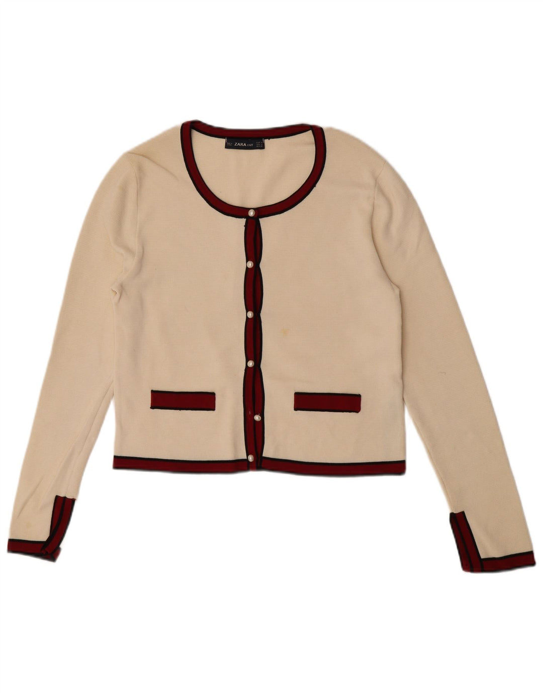 Zara Womens Crop Cardigan Sweater UK 12 Medium Off White
