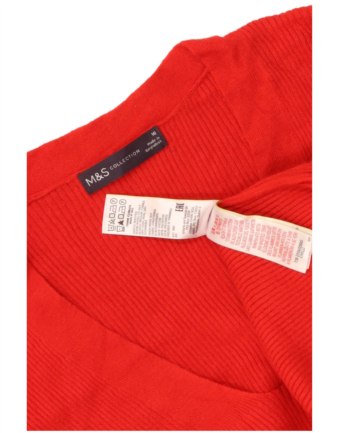 MARKS & SPENCER Womens V-Neck Jumper Sweater UK 16 Large Red Viscose