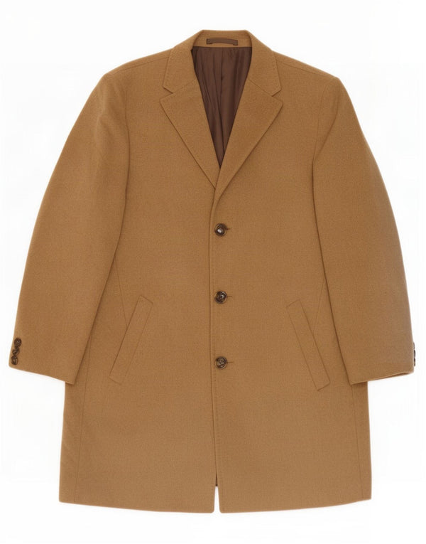 Marks & Spencer Mens Overcoat UK 40 Large Beige Wool