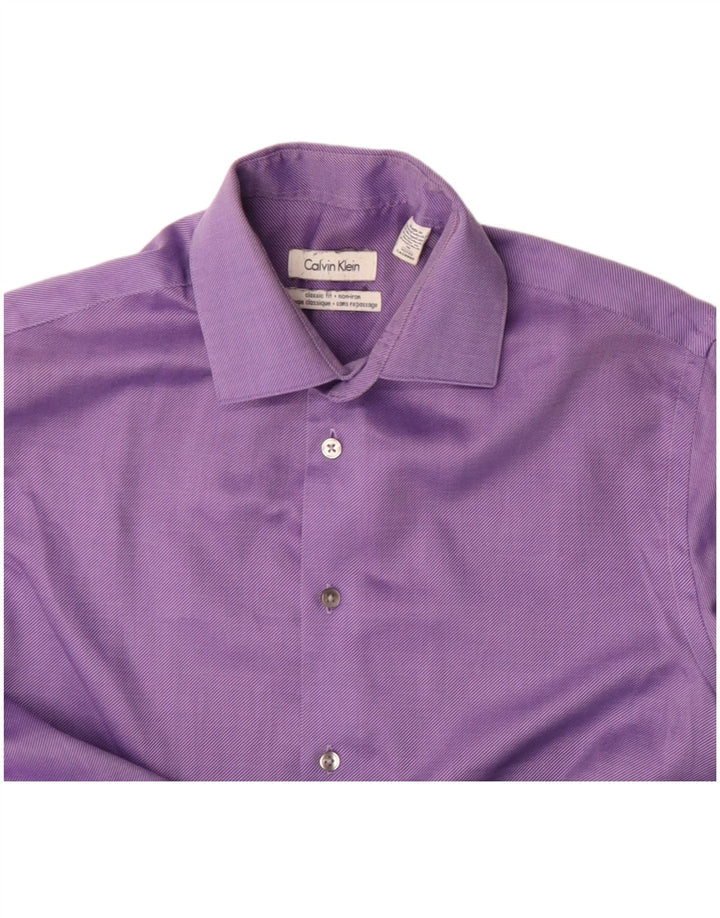 Calvin Klein Mens Classic Fit Shirt Size 15 Medium Purple Cotton