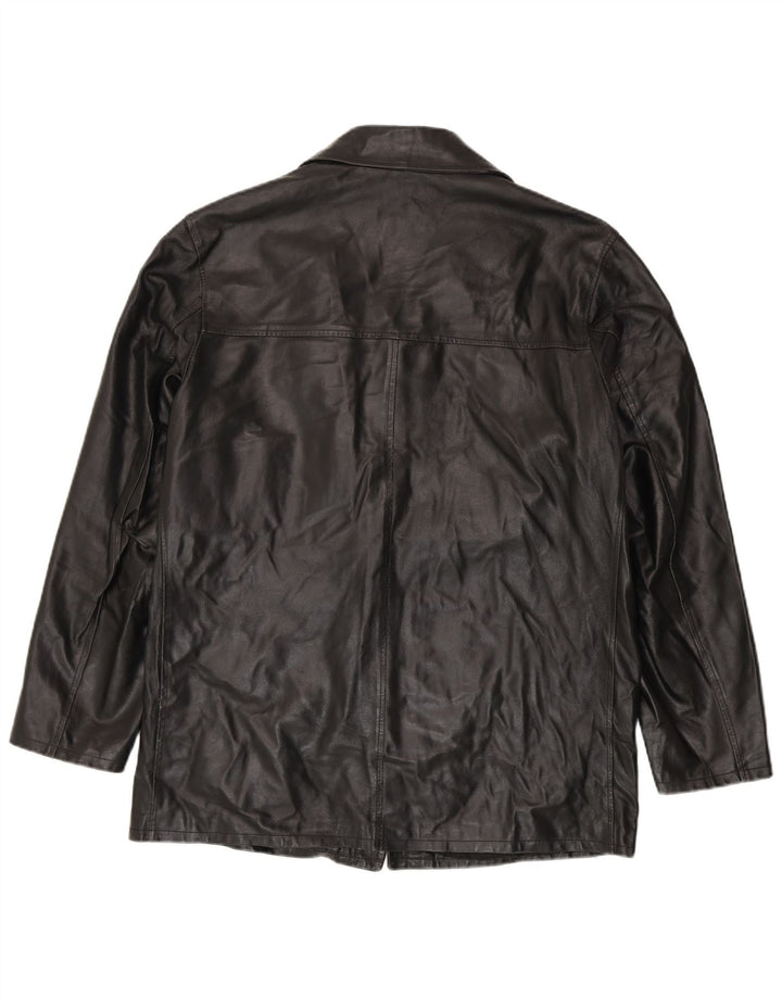 VINTAGE Mens Leather Jacket IT 52 XL Black Leather