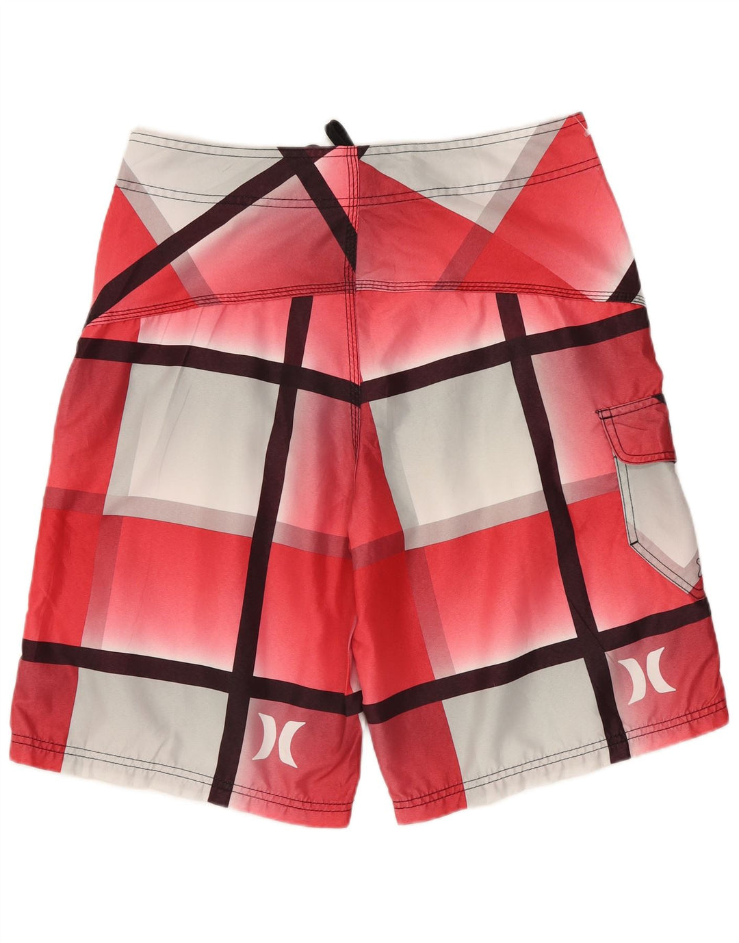 HURLEY Mens Swimming Shorts Medium Red Check Polyester