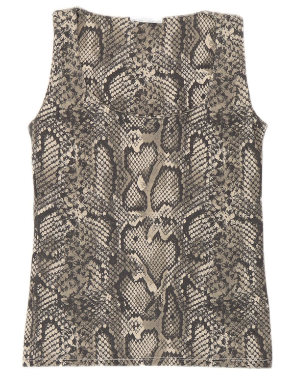Zara Womens Vest Top UK 12 Medium Grey Animal Print Polyamide