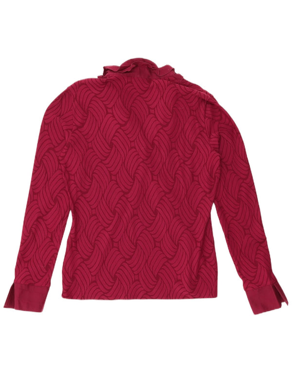 NARACAMICIE Womens Top Long Sleeve UK 14 Large Burgundy Geometric