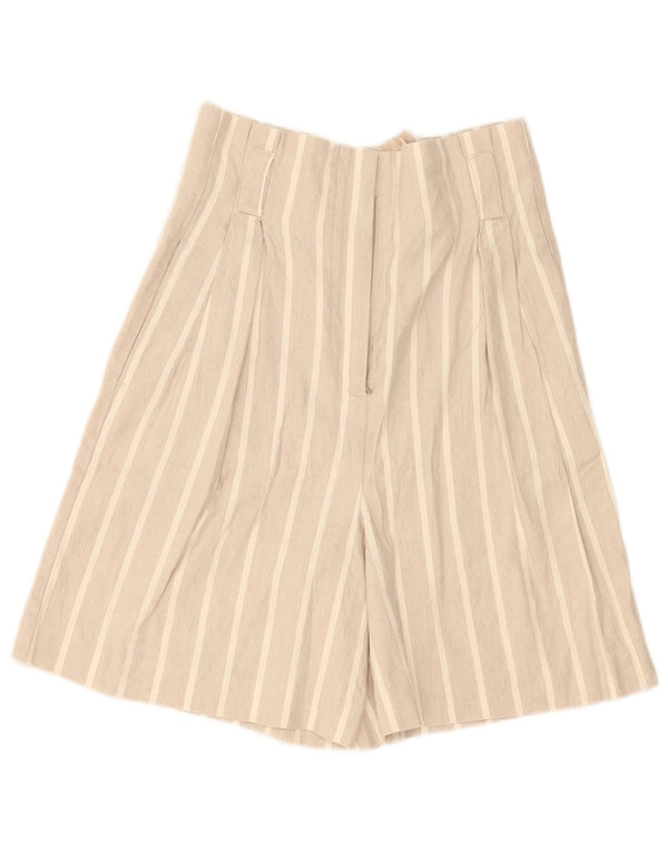 Massimo Dutti Womens High Waist Bermuda Shorts EU 36 XS W26 Beige Striped