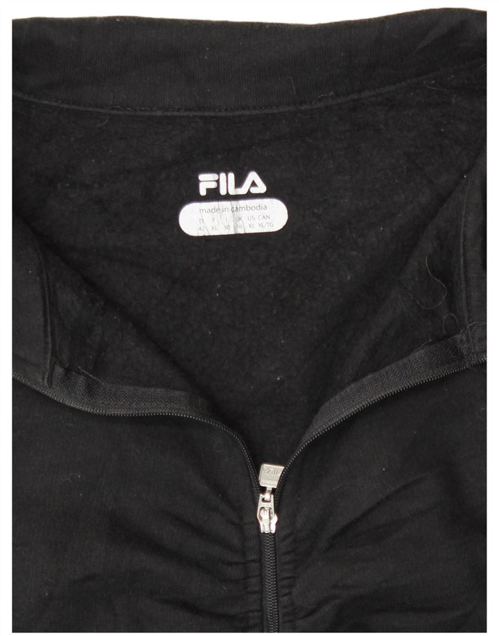 Fila Womens Tracksuit Top Jacket UK 16 Large Black