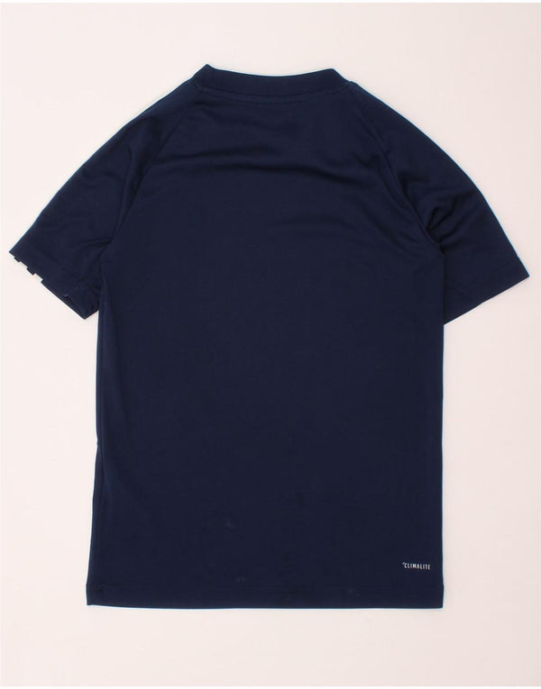 ADIDAS Boys Climalite T-Shirt Top 7-8 Years Navy Blue Polyester