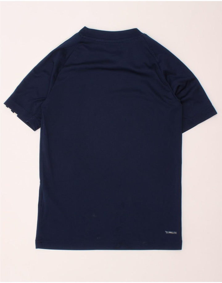 ADIDAS Boys Climalite T-Shirt Top 7-8 Years Navy Blue Polyester