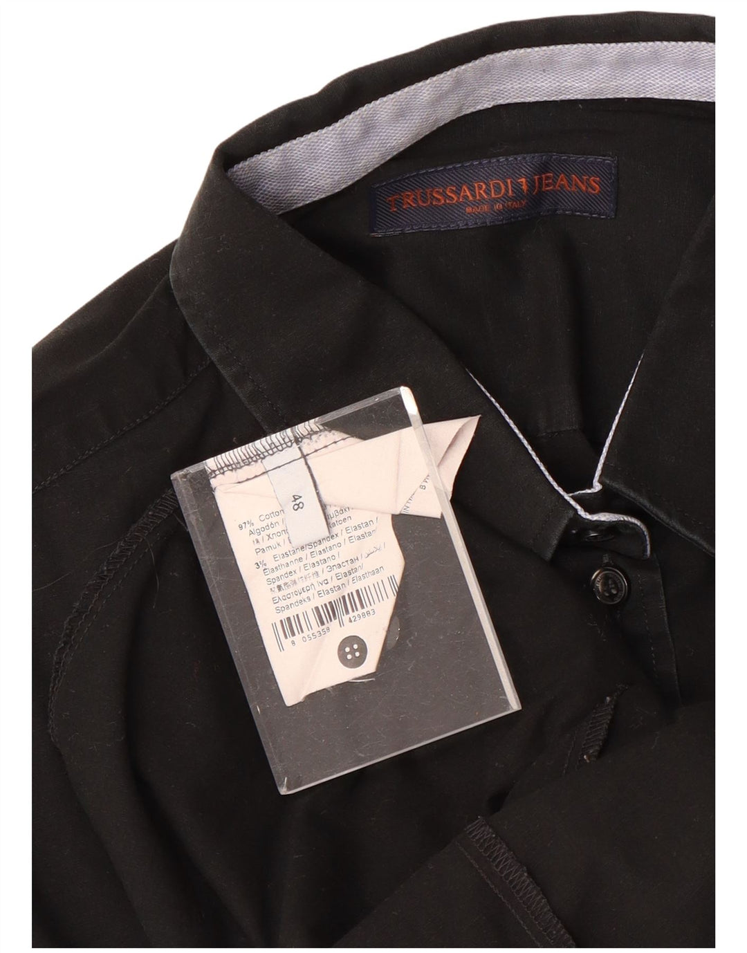 Trussardi Jeans Womens Shirt IT 48 XL Black Cotton