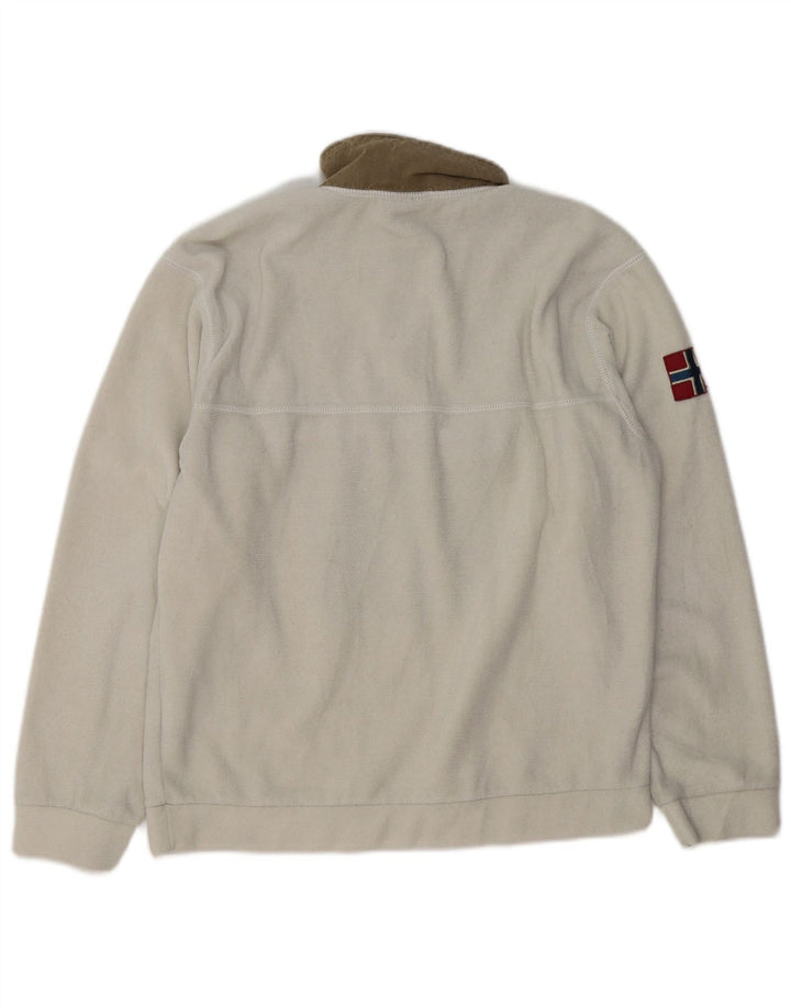 Napapijri Womens Graphic Fleece Jumper UK 14 Medium White Polyester