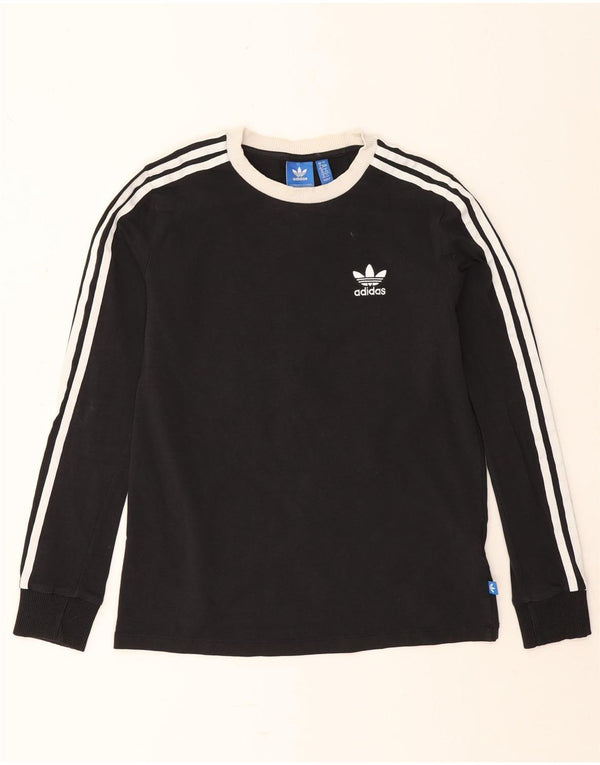 Adidas Womens Top Long Sleeve UK 12 Medium Black Cotton