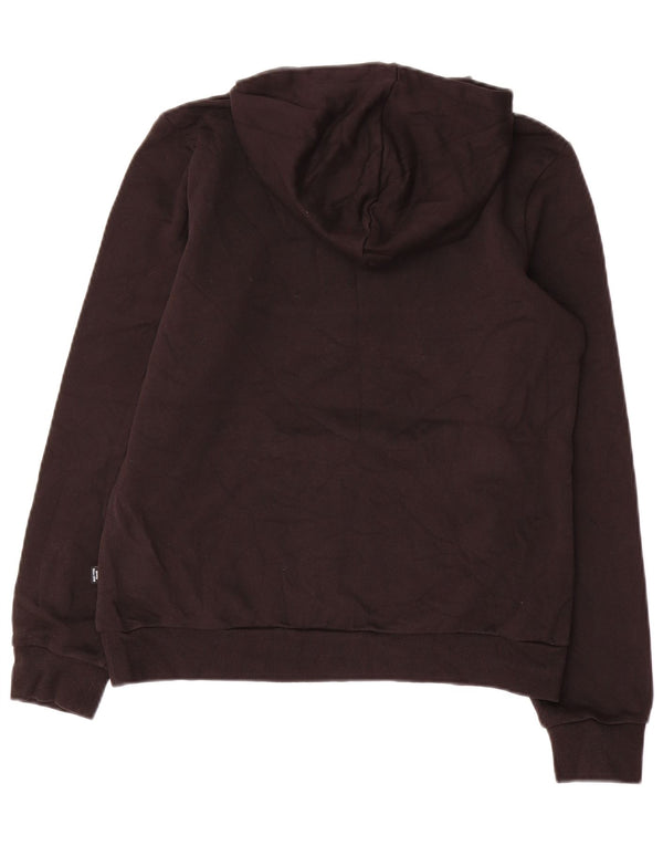 PUMA Womens Graphic Hoodie Jumper UK 14 Medium Black Cotton