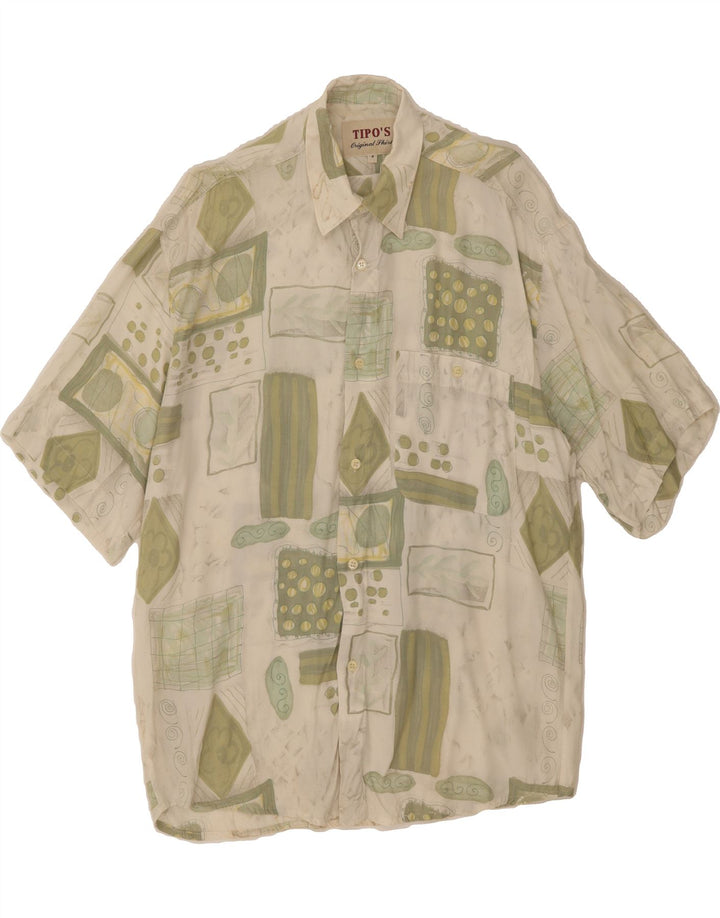 TIPO' S Mens Short Sleeve Shirt Small White Patchwork Vintage Tipo' S and Second-Hand Tipo' S from Messina Hembry 