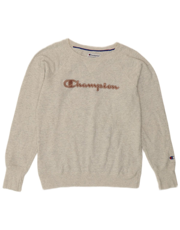Champion Womens Graphic Oversized Sweatshirt Jumper UK 10 Small Grey