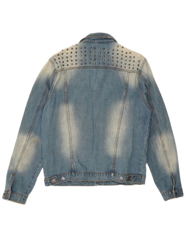 Vintage Mens Distressed Denim Jacket UK 42 XL Blue Cotton