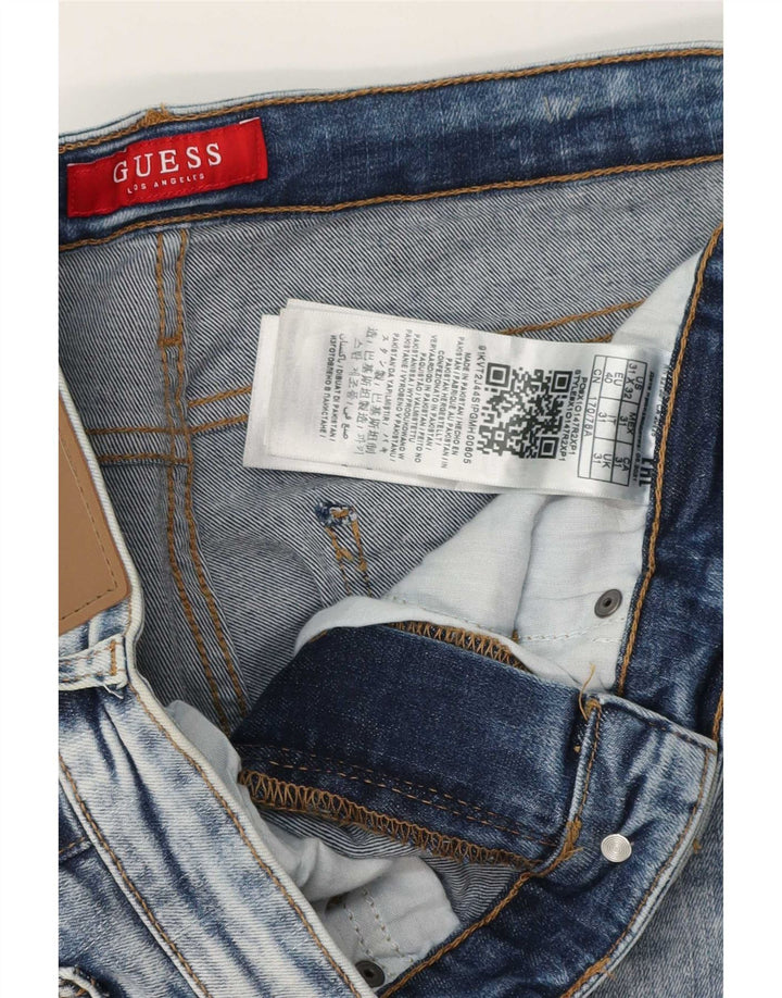 Guess Mens Distressed Slim Jeans W31 L32 Blue Cotton