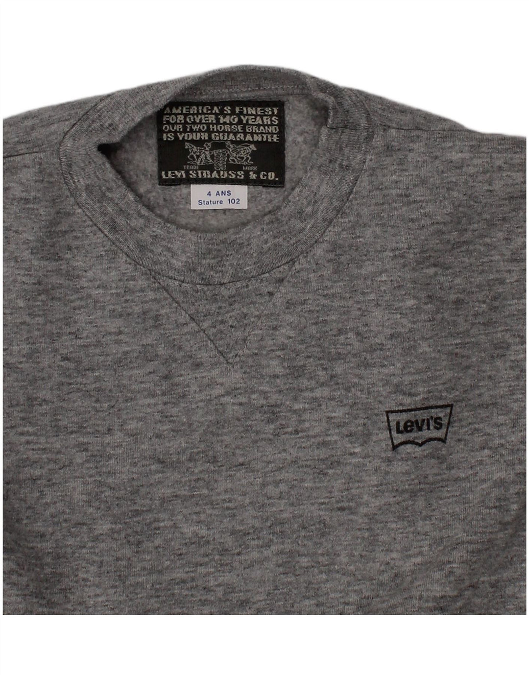 Levi's Boys Sweatshirt Jumper 3-4 Years Grey Flecked
