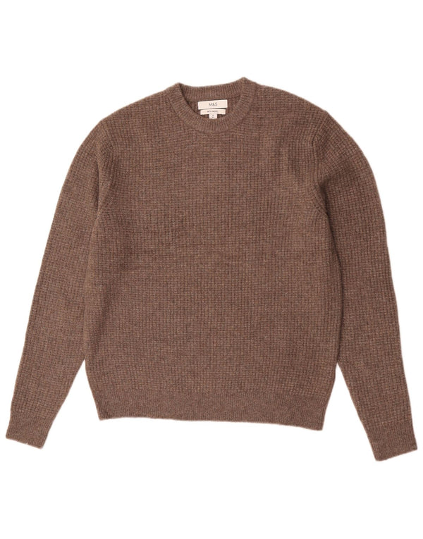 Marks & Spencer Mens Crew Neck Jumper Sweater Medium Brown Acrylic