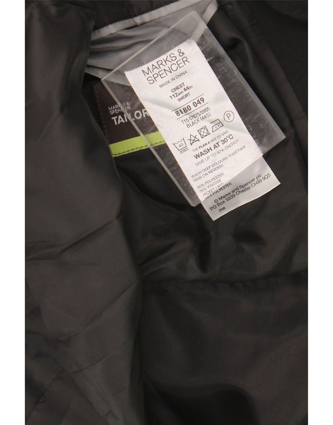 MARKS & SPENCER Mens Tailored 2 Button Blazer Jacket UK 38 Medium Black
