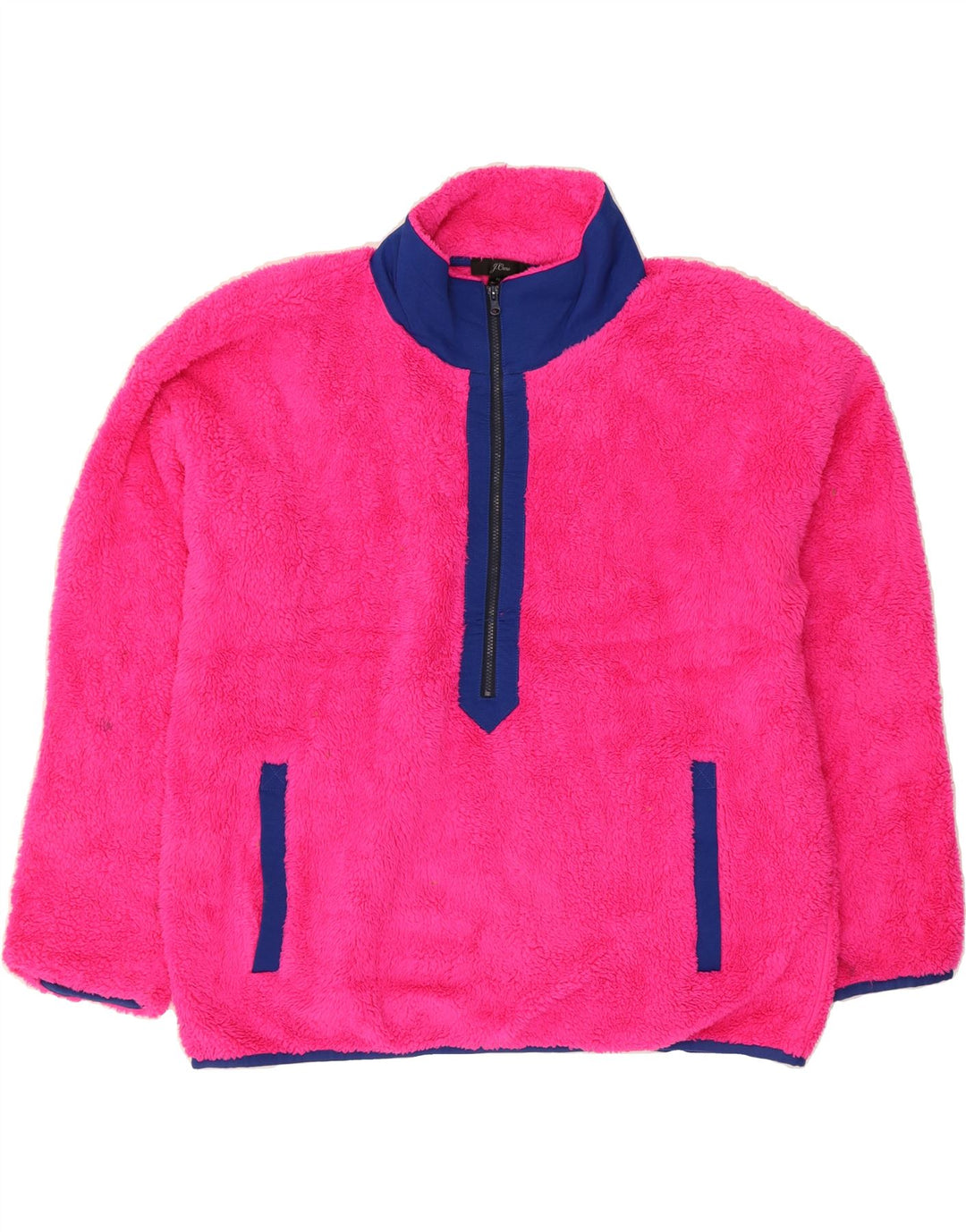 J. CREW Womens Oversized Fleece Jumper UK 14 Medium Pink Colourblock Vintage J. Crew and Second-Hand J. Crew from Messina Hembry 