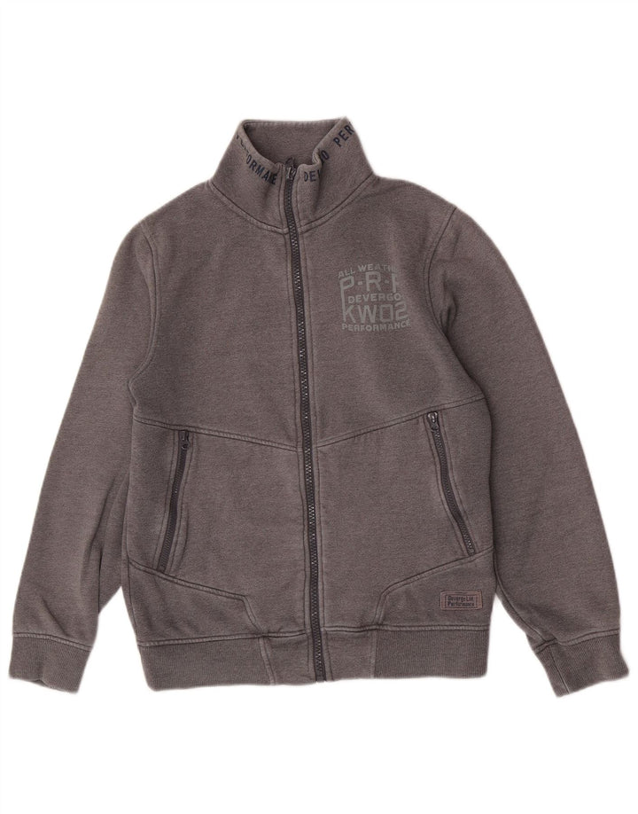 Vintage Mens Tracksuit Top Jacket Medium Grey Cotton