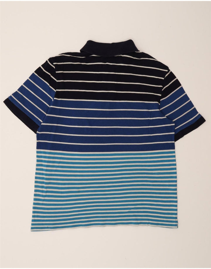 Lacoste Mens Polo Shirt Size 6 XL Blue Striped Cotton