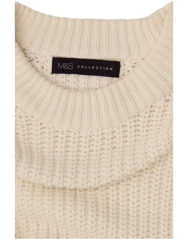 Marks & Spencer Womens Crew Neck Jumper Sweater UK 14 Large Off White