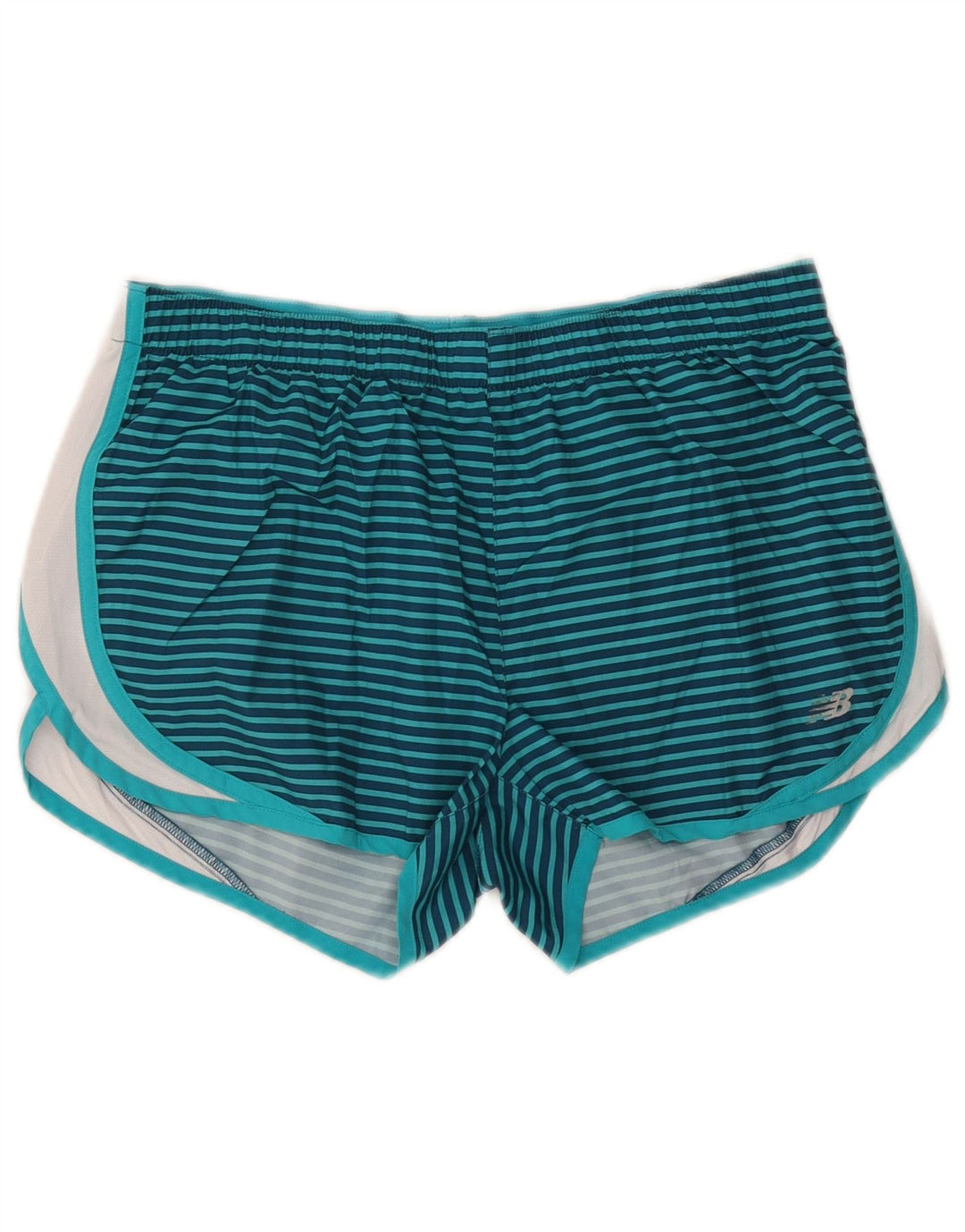 NEW BALANCE Womens Sport Shorts UK 14 Medium Navy Blue Striped
