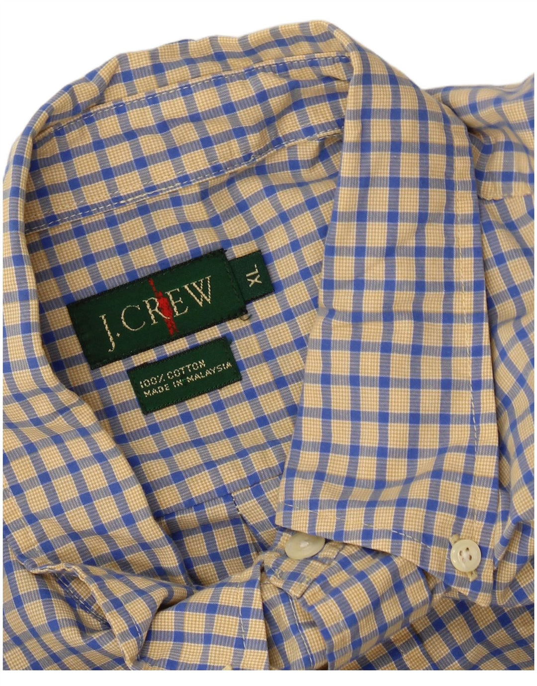 J. CREW Mens Shirt XL Yellow Check Cotton