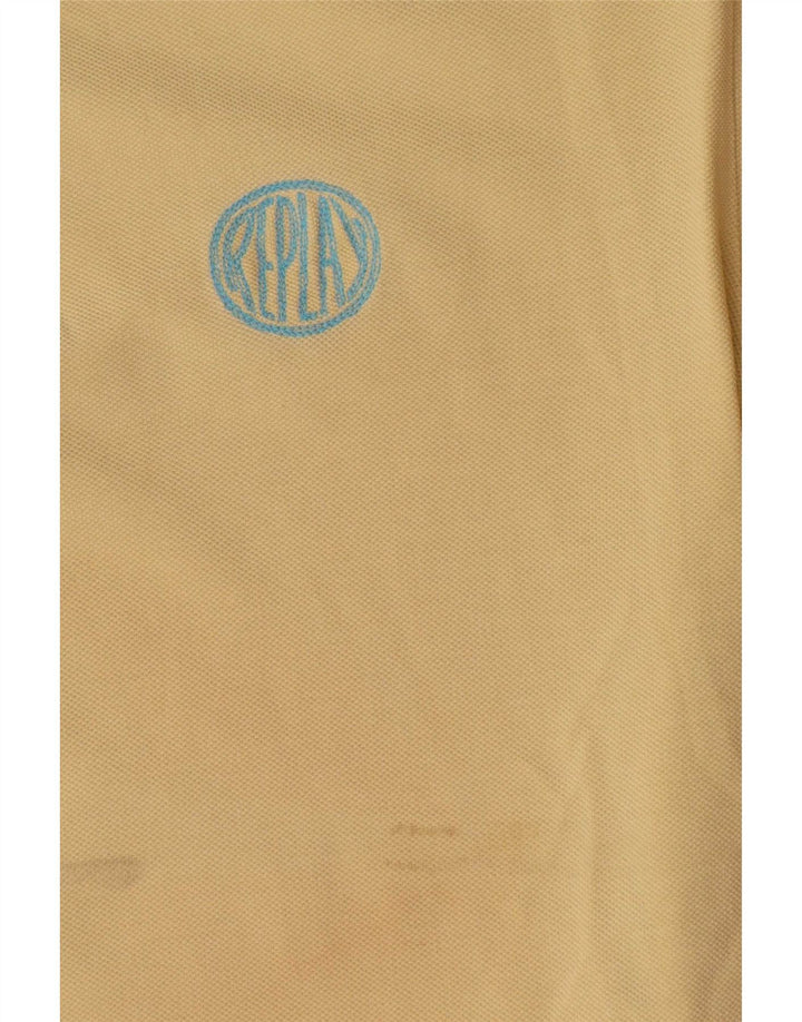 Replay Mens Polo Shirt Large Yellow Cotton