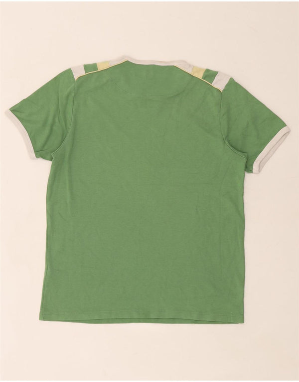 French Connection Mens Graphic T-Shirt Top Small Green Colourblock Cotton
