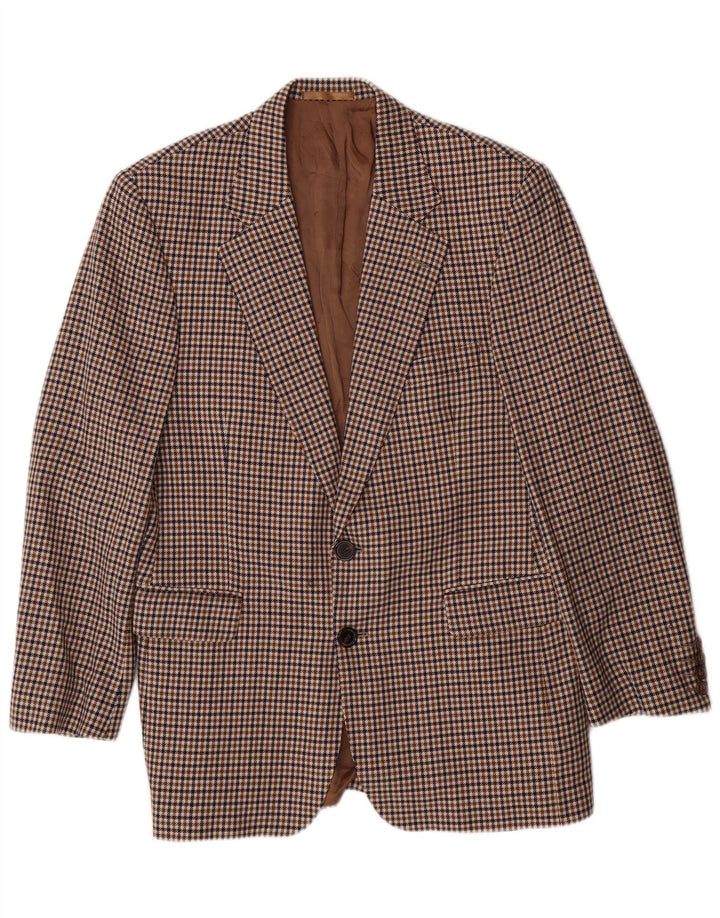 AQUASCUTUM Mens Blazer Blazer Jacket UK 40 Large Brown Houndstooth Classic
