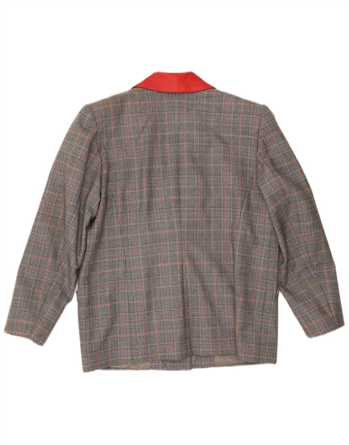 VINTAGE Womens 3 Button Blazer Jacket UK 16 Large Grey Check