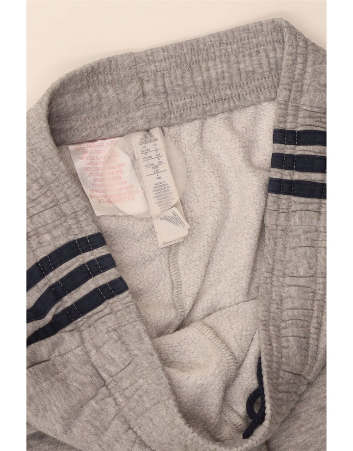 ADIDAS Boys Tracksuit Trousers Joggers 13-14 Years  Grey Flecked Cotton