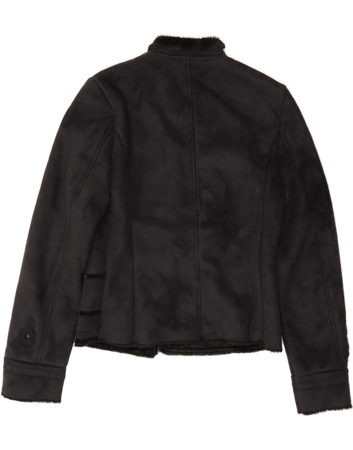 ZARA Womens Sherpa Bomber Jacket UK 10 Small Black Acrylic Vintage Zara and Second-Hand Zara from Messina Hembry 
