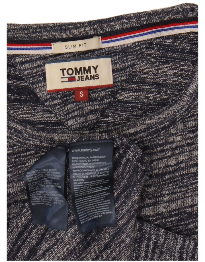 Tommy Hilfiger Mens Crew Neck Jumper Sweater Small Navy Blue Pinstripe