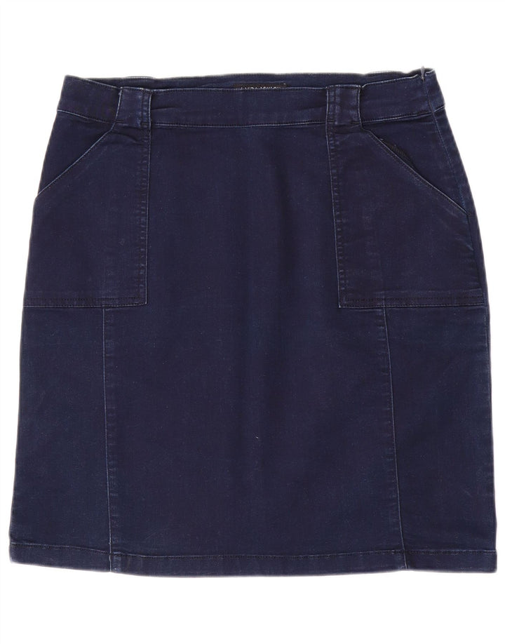 LAURA ASHLEY Womens Denim Skirt UK 12 Medium W32  Navy Blue Cotton