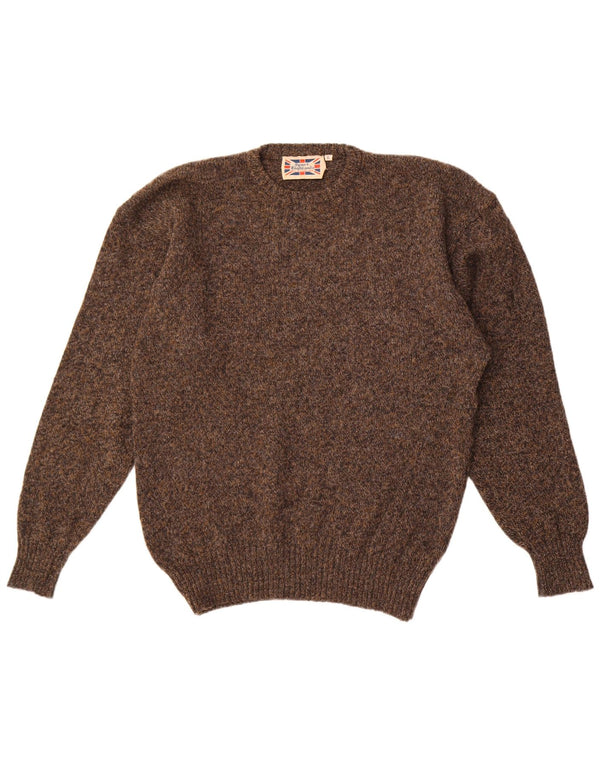 Highlands Mens Crew Neck Jumper Sweater XL Brown Flecked Wool