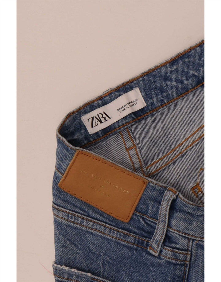 Zara Womens Distressed Slim Jeans EU 40 Medium W30 L26 Blue