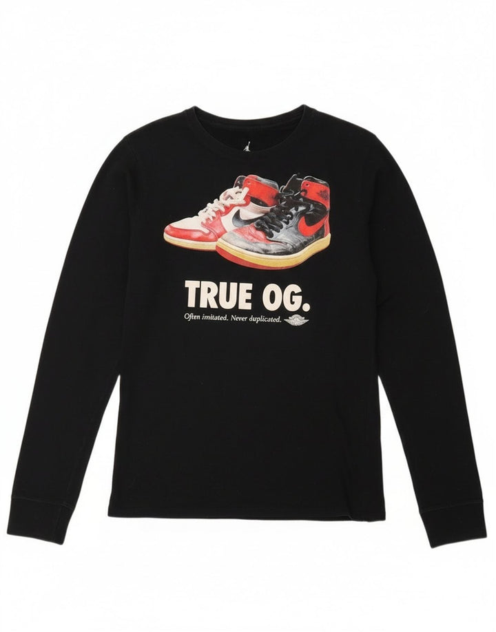 Jordan Mens Graphic Top Long Sleeve Small Black Cotton