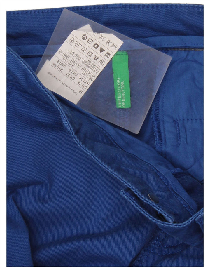 BENETTON Womens Flare Chino Trousers UK 6 XS W26 L33 Blue Cotton