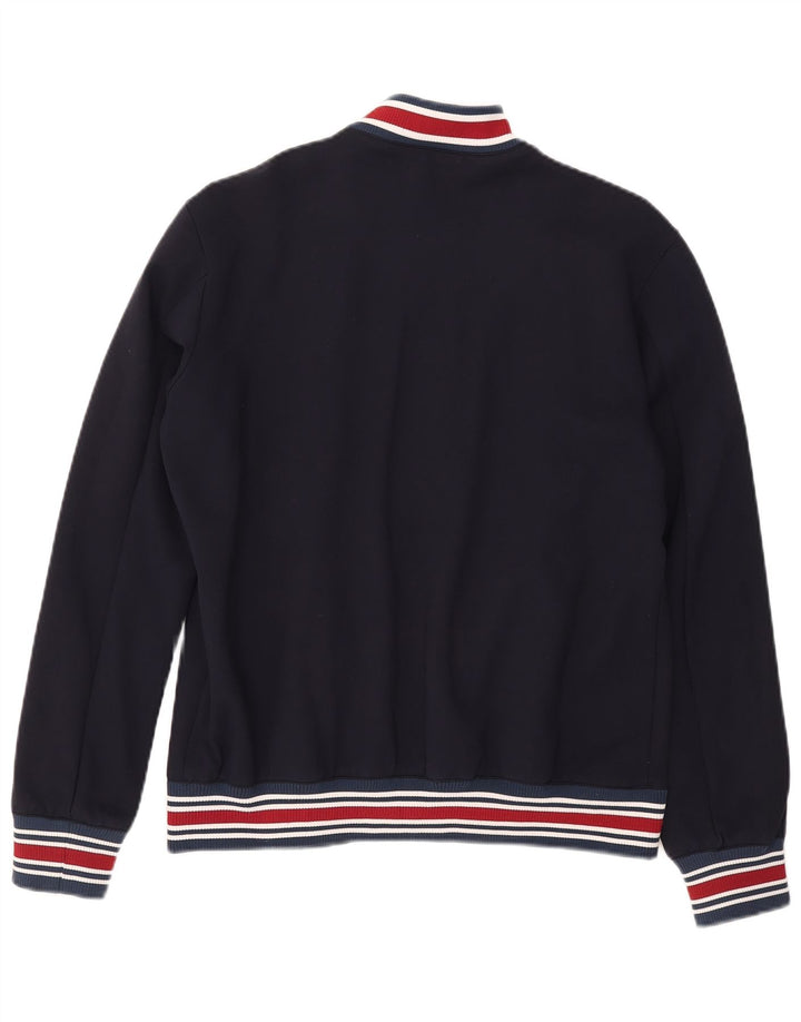 Zara Mens Bomber Jacket UK 40 Large Navy Blue Striped Viscose