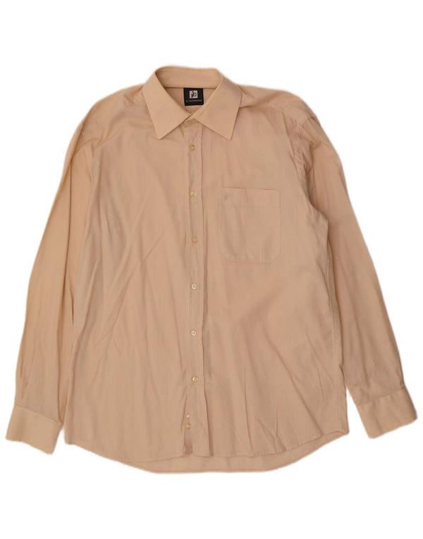 Roccobarocco Mens Shirt Size 15 1/2 39 Medium Beige Cotton