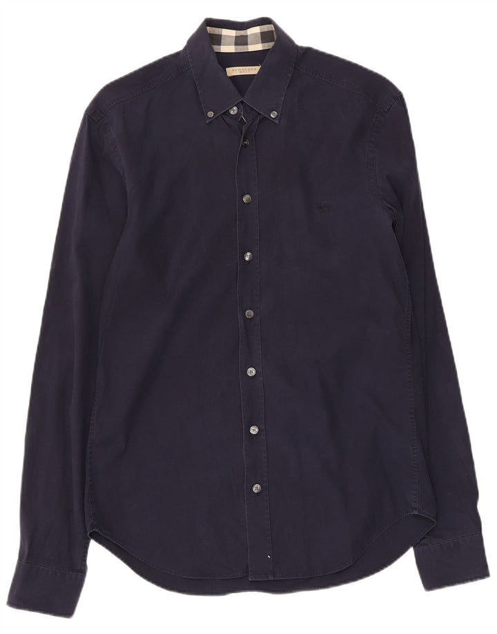 BURBERRY Mens BRIT Shirt Small Navy Blue Cotton